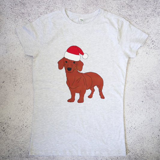 Red Dachshund Christmas Snow Marle - Womens